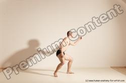 Underwear Gymnastic poses Man White Slim Bald Dancing Dynamic poses Academic